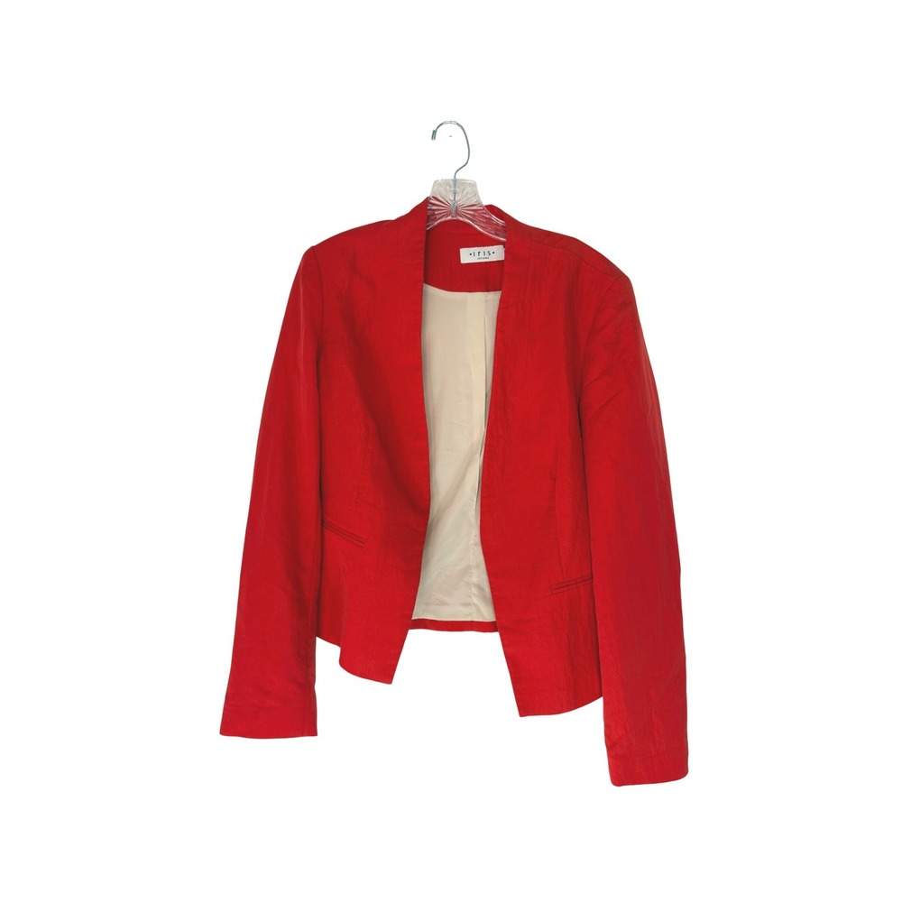 Iris Setlakwe Blazer Women's Orange Open Front Business Casual Work Size 10